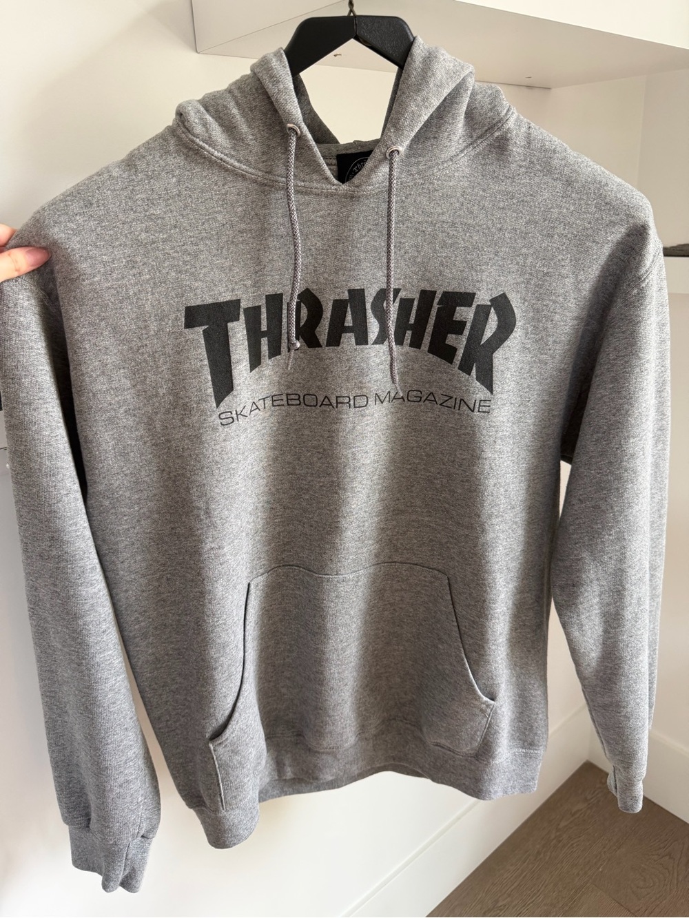 Thrasher Gray Pullover Hoodie with Black Logo
